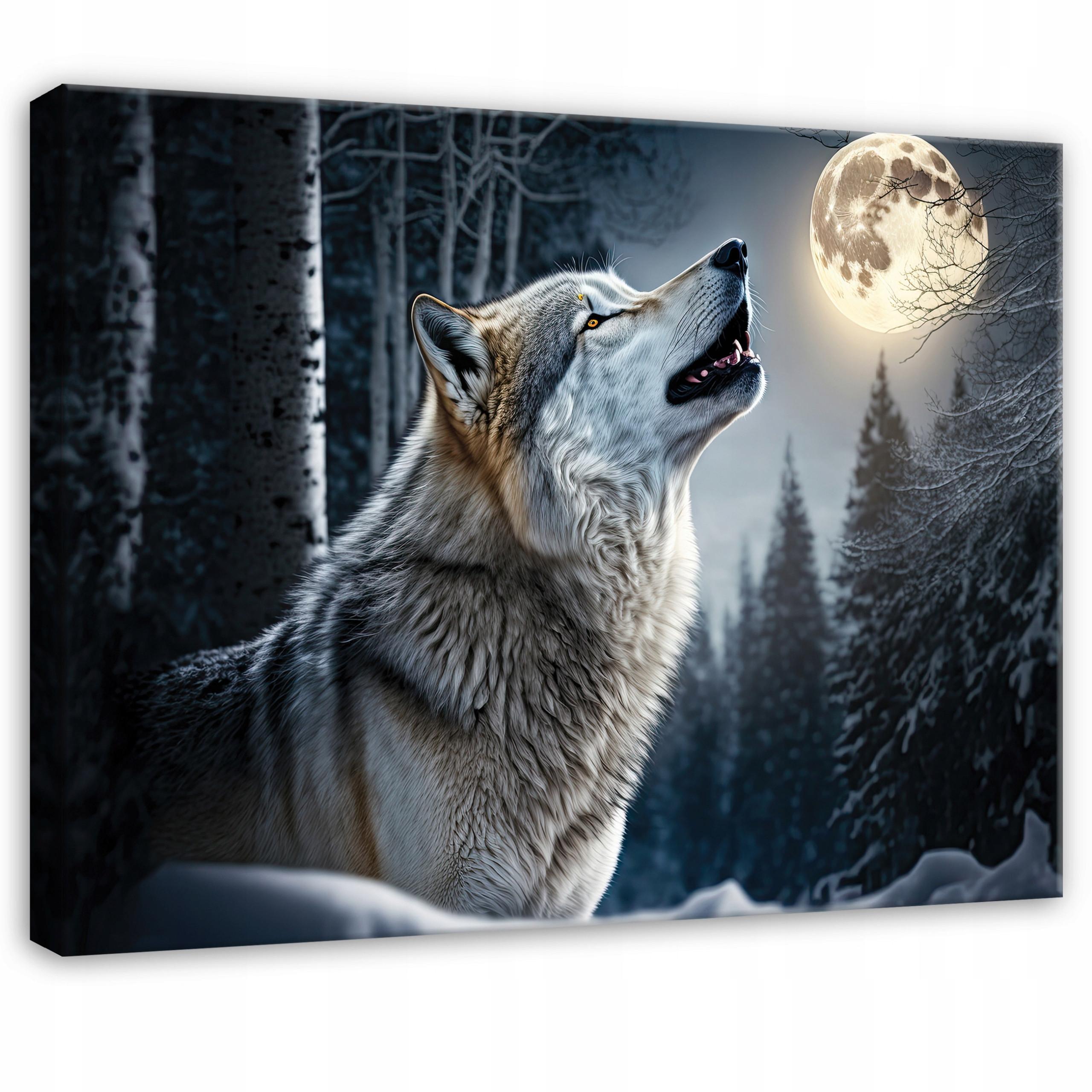 LEINWANDBILD Wolf Wald Schwarz 100x70 cm - Multicolor, Holzwerkstoff (100/70cm) - Wallarena