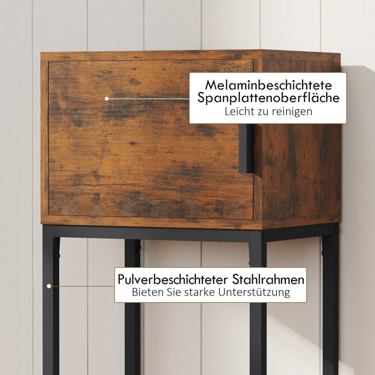 KONSOLENTISCH Flurtisch mit Schrank 40 x 30 x 76 cm Beistelltisch Sofatisch - Schwarz/Braun, Metall (40/30/76cm) - HOMCOM
