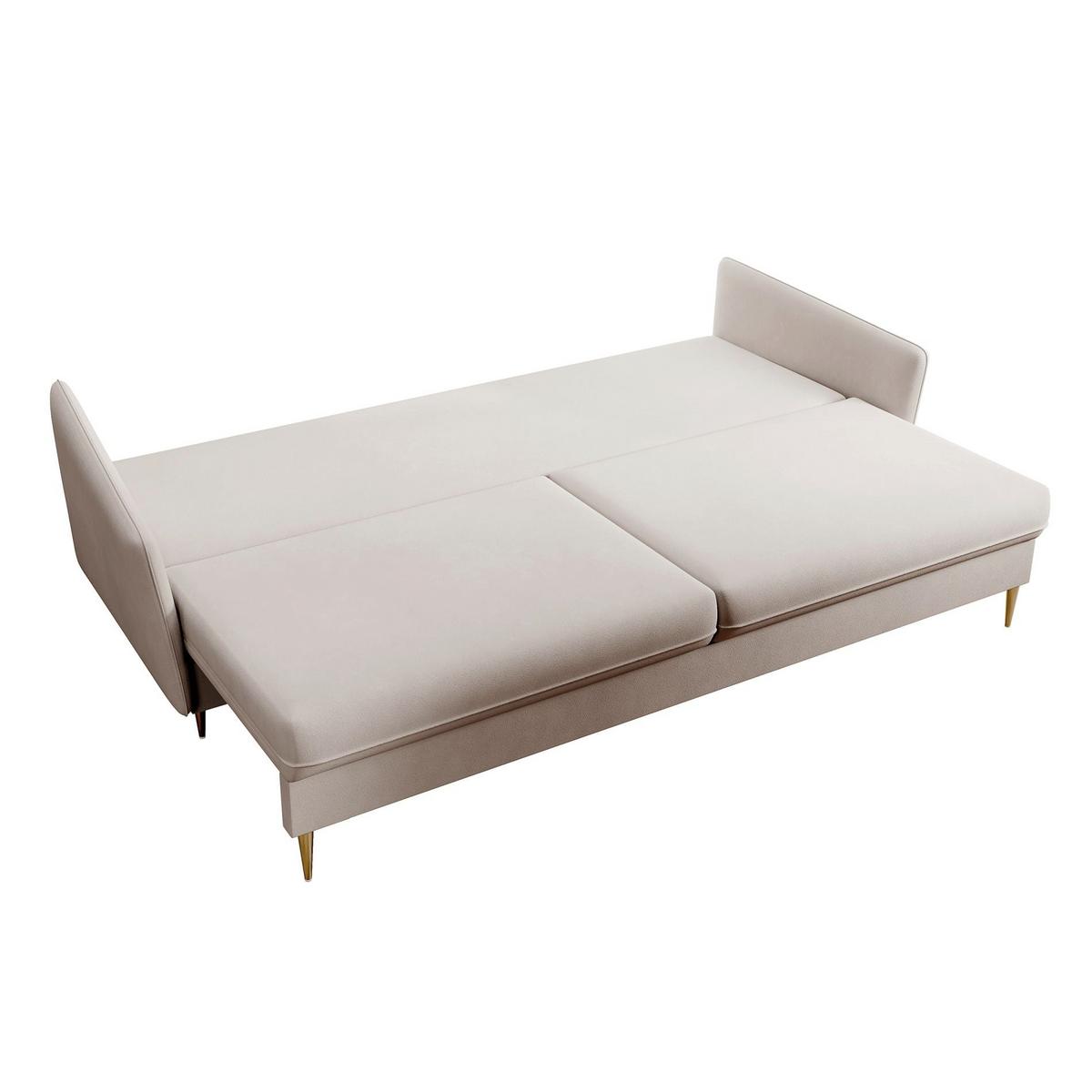 3-SITZER SCHLAFSOFA Volio Samt Graubeige - Taupe/Goldfarben, Textil/Metall (221/90/100cm) - Selsey
