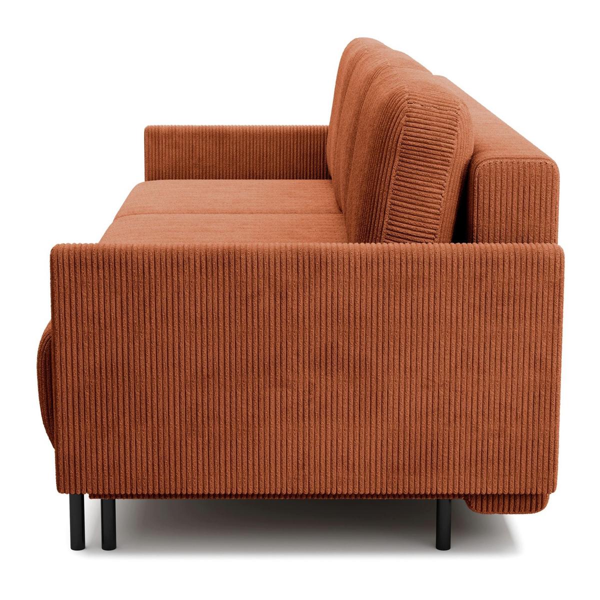 3-SITZER SOFA Hamiel Cord Kupferrot - Schwarz/Kupferfarben, Textil/Metall (212/87/97cm) - Selsey
