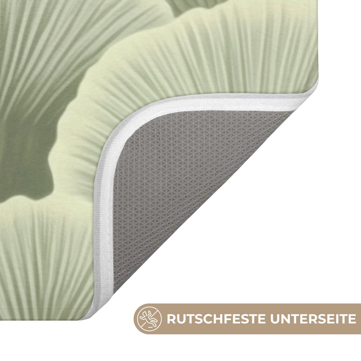 BADEMATTE Fächer - Blatt - Grün 90x60 cm - Pastellgrün, Textil (90/60cm) - OnlyWow