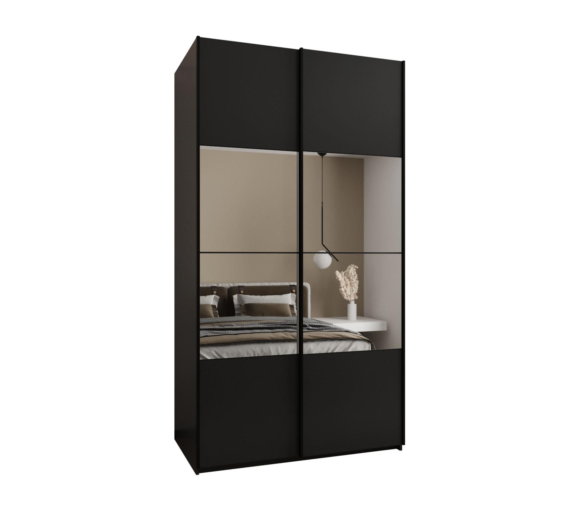 SCHWEBETÜRENSCHRANK 245,5/130/64 2-türig - Schwarz, Holz/Metall (130/245/64cm) - Abiks Möbel