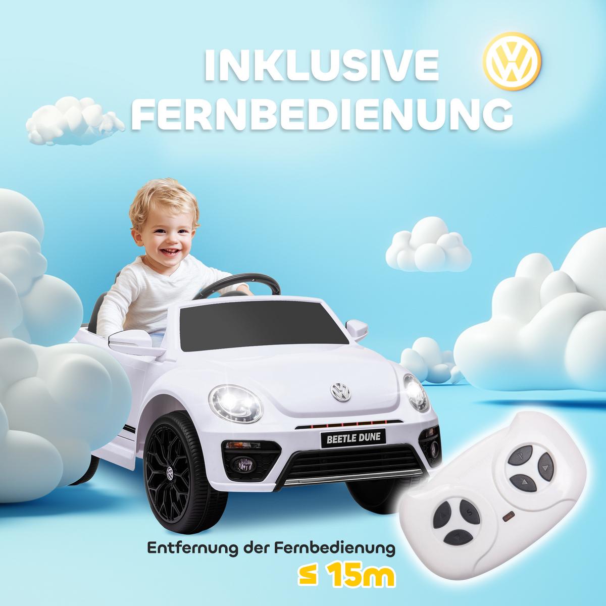KINDER Elektroauto 12V Kinderauto mit 2,4G Fernbedienung, Musik, Hupe, 3-5 km/h - Weiß, Kunststoff (97/56.5/46cm) - AIYAPLAY