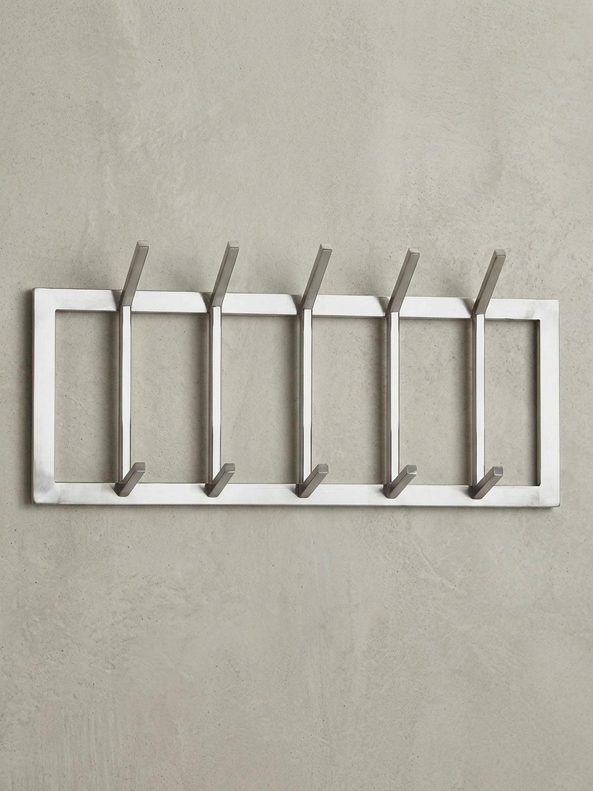 WANDGARDEROBE Metall Silber Modern mit 10 Haken - Silberfarben, Metall (65/30/10cm) - KADIMA DESIGN