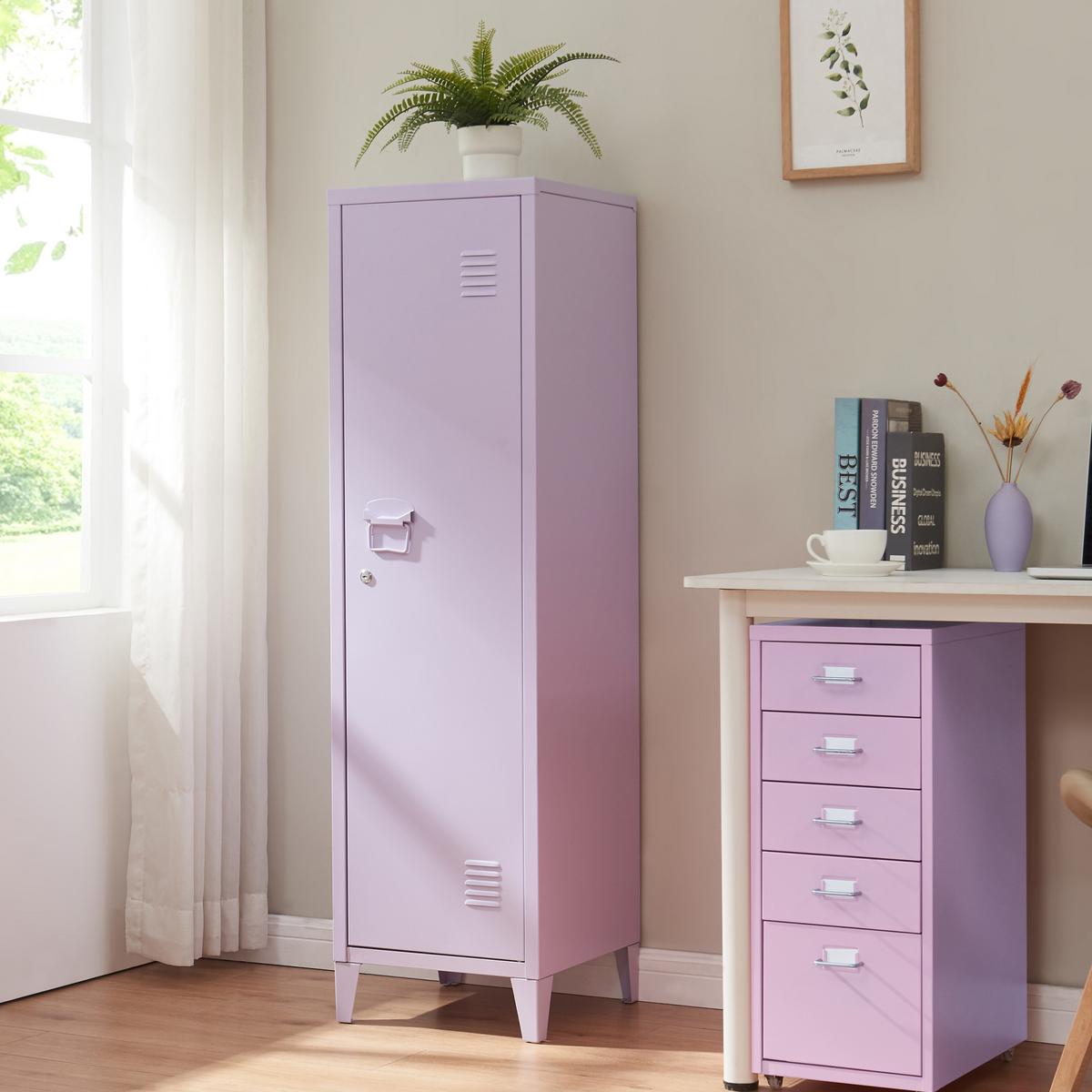 EINZELSPIND Kurikka - Lila, Metall (38/137/38cm) - [en.casa]