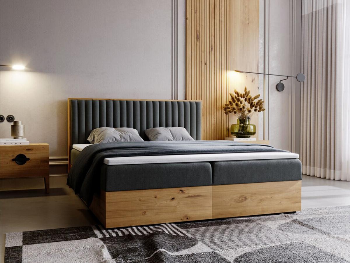 BOXBETT Forest 180x200 Dunkelgrau - Dunkelgrau, Holz/Textil (180/200cm) - Graingold