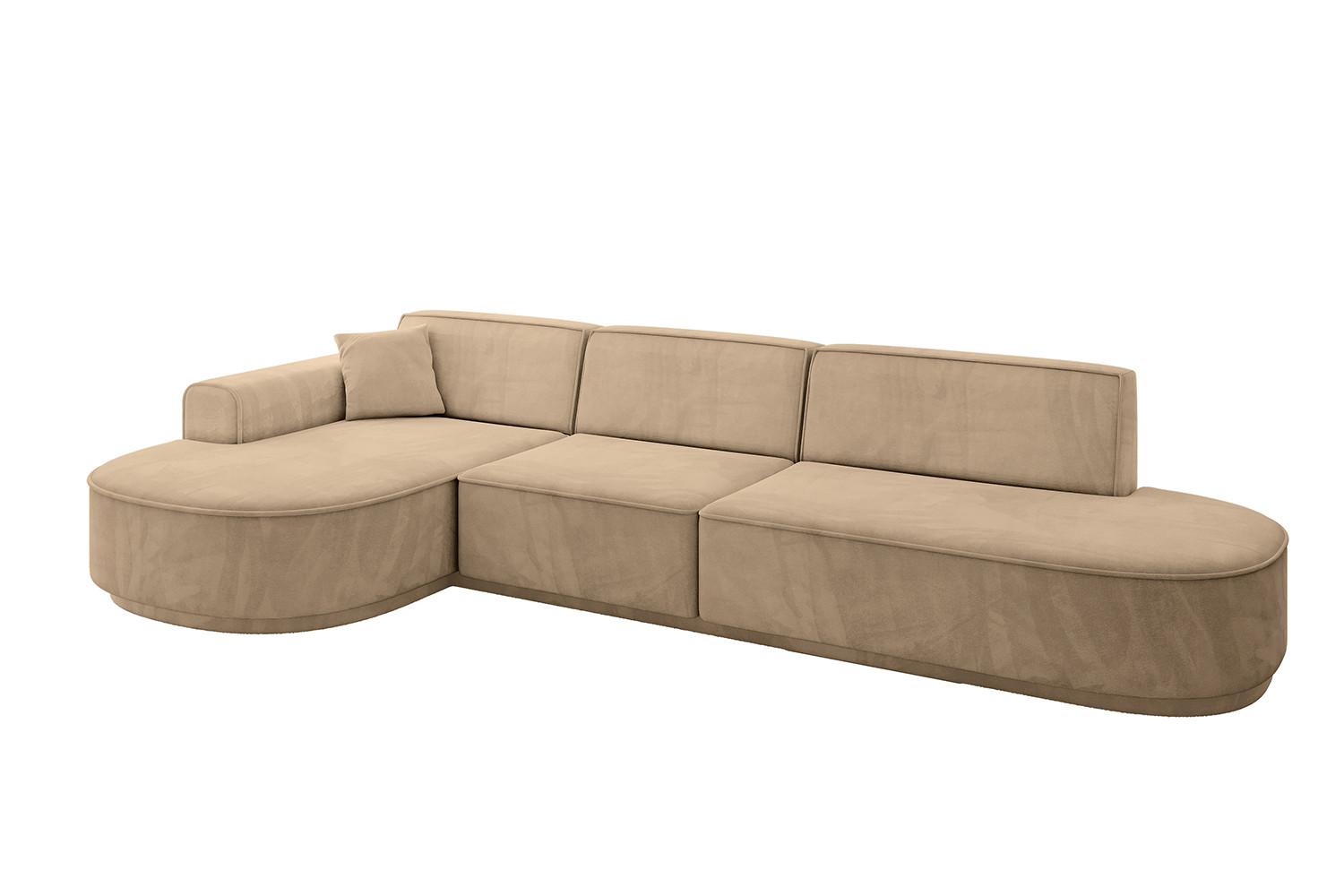 ECKSOFA Ottomane Links MARI-L2-v3 - 328x171x83 cm Taupe Velours - Taupe/Schwarz, Holzwerkstoff/Kunststoff (328/171cm) - ALTDECOR