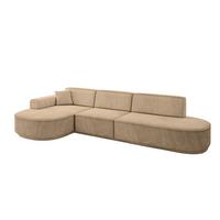 ECKSOFA Ottomane Links MARI-L2-v3 - 328x171x83 cm Taupe Velours - Taupe/Schwarz, Holzwerkstoff/Kunststoff (328/171cm) - ALTDECOR