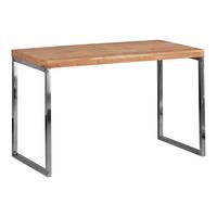 SCHREIBTISCH Massivholz Landhausstil Chromgestell ISEN, Beige 120x60x76 cm - Beige/Silberfarben, Holz/Metall (60/120/76cm) - KADIMA DESIGN