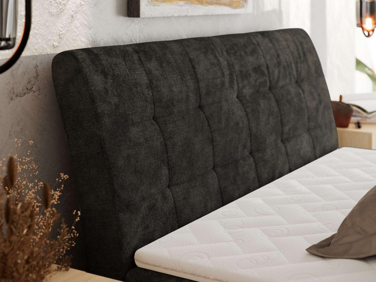 BOXBETT DAGOS 180/200 - Dunkelgrau Schenille glatt - H3 - Topper T25 - Dunkelgrau, Textil (180/200cm) - MKS