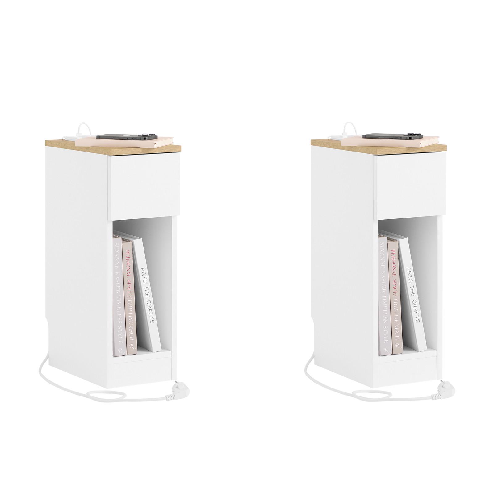 NACHTTISCH 2er Set, Beistelltisch Weiß 20x35x60 cm - Weiß, Holzwerkstoff (20/60/35cm) - SoBuy