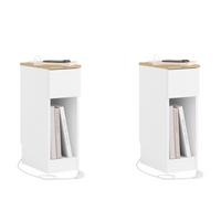 NACHTTISCH 2er Set, Beistelltisch Weiß 20x35x60 cm - Weiß, Holzwerkstoff (20/60/35cm) - SoBuy