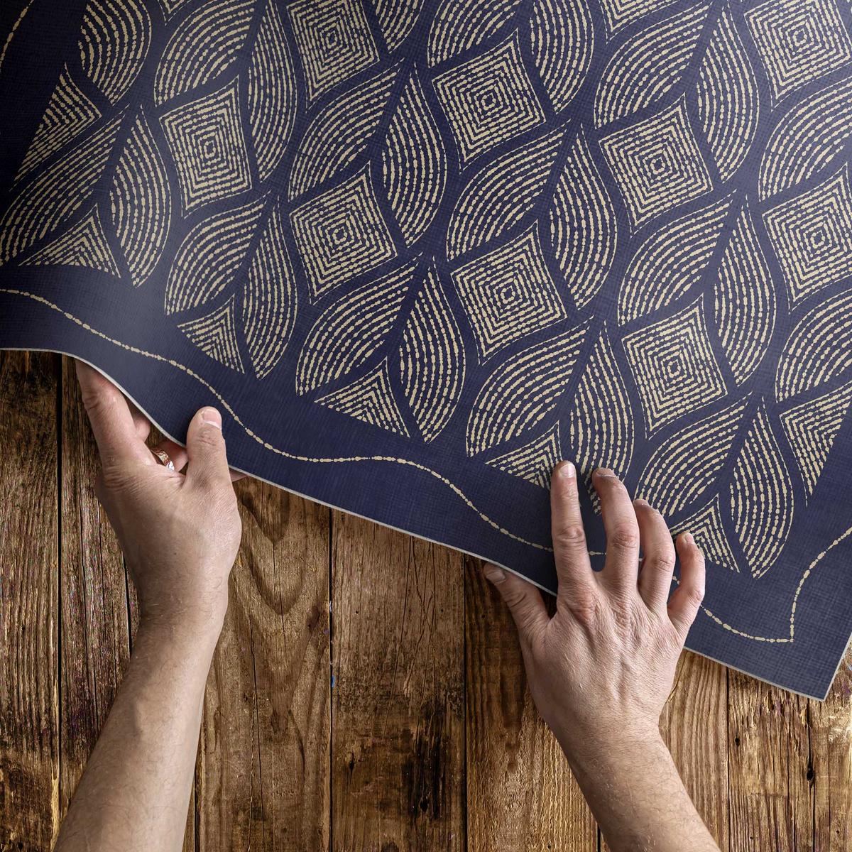 TEPPICH 60x90 cm Geometrisches Geflecht - Blau, Kunststoff (60/90cm) - Wallfluent