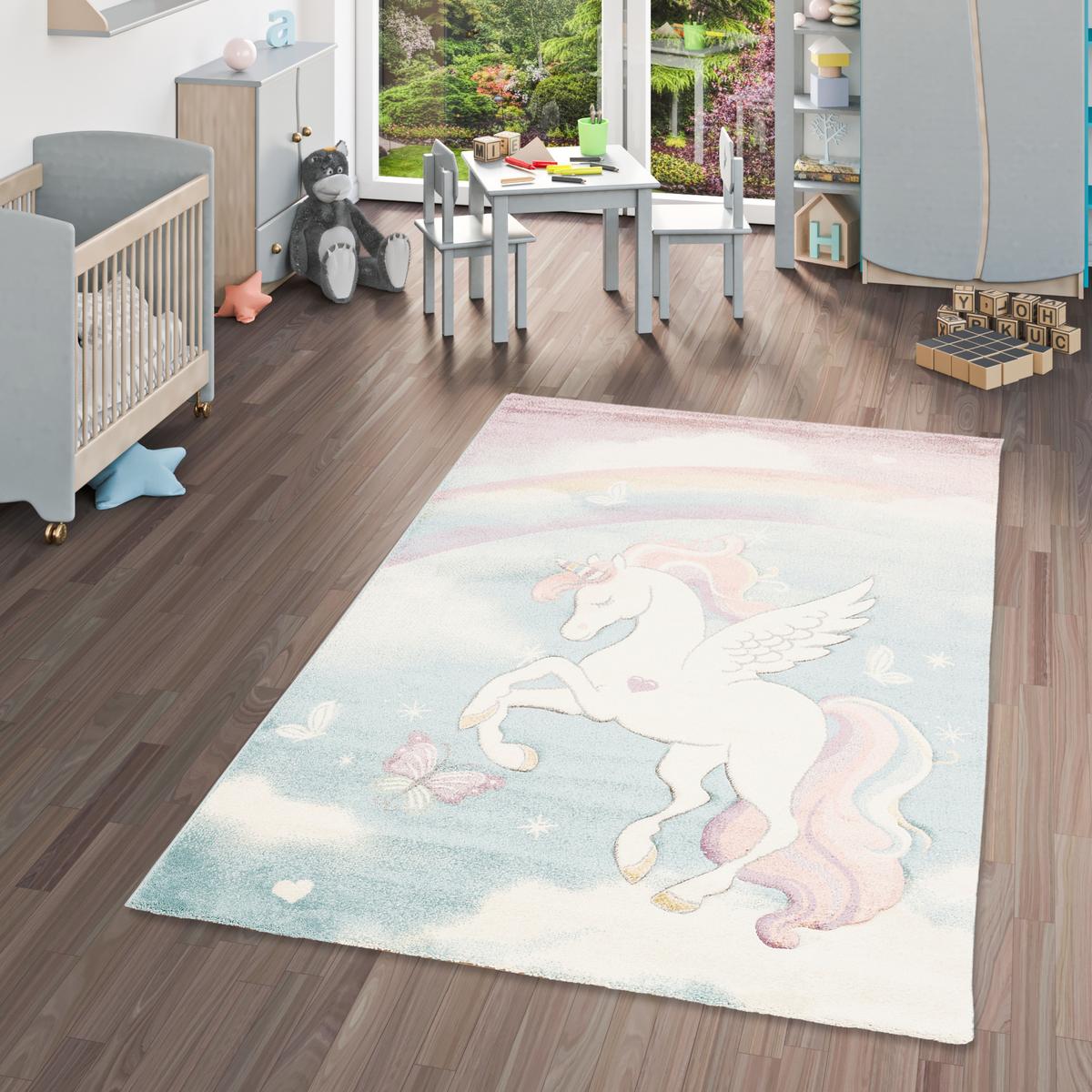 KINDER TEPPICH MAUI KIDS PASTELL EINHORN - Multicolor, Textil (120/170cm) - Pergamon