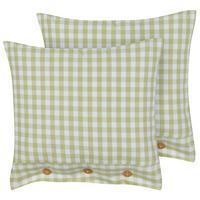 DEKOKISSEN 2er-Set Olivgrün 45/45 cm Talya - Weiß/Braun, Textil (45/45cm) - Beliani