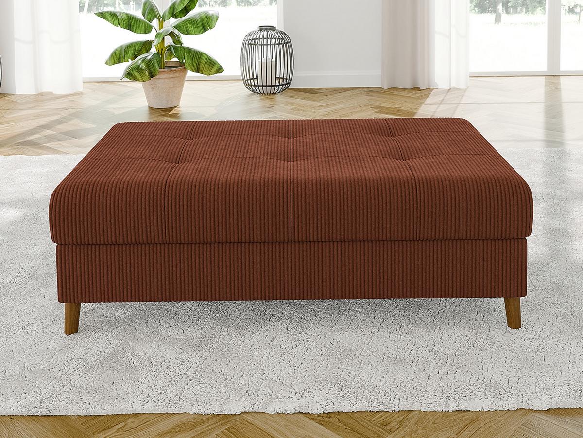 ECKSOFA inkl. Hocker Alma Terrakotta Cord - Ottomane rechts - Terracotta/Braun, Holz/Textil (231/161cm) - S-Style Möbel
