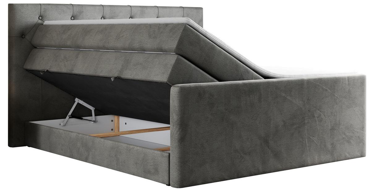 BOXSPRINGBETT KING VELEN 120/200 Dunkelgrau Velvet - H3 - Dunkelgrau, Holz/Textil (120/200cm) - MKS