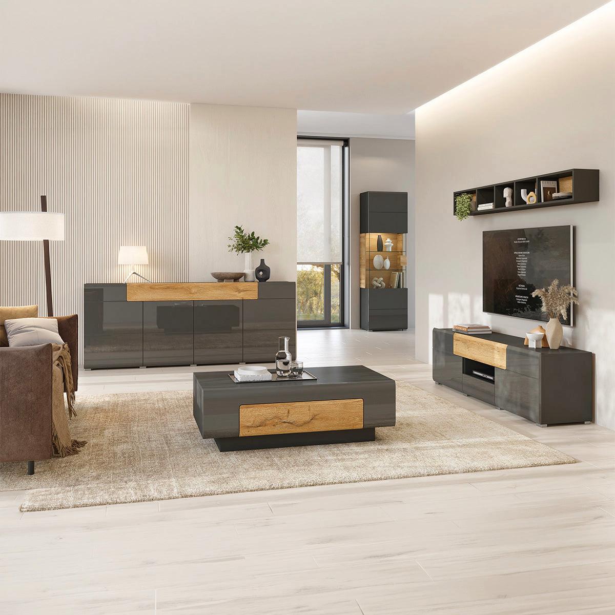 SIDEBOARD Jules Grau und Holz - Grau, Holzwerkstoff (147/131/39cm) - Petits-meubles