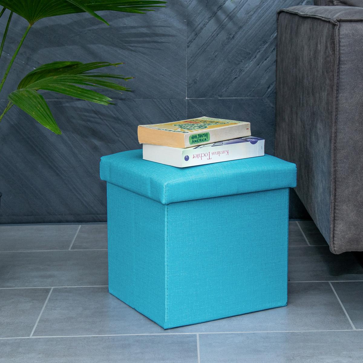 SITZHOCKER Faltbar 30/30/30 cm (Blau) - Hellblau, Textil (30/30/30cm) - Intirilife