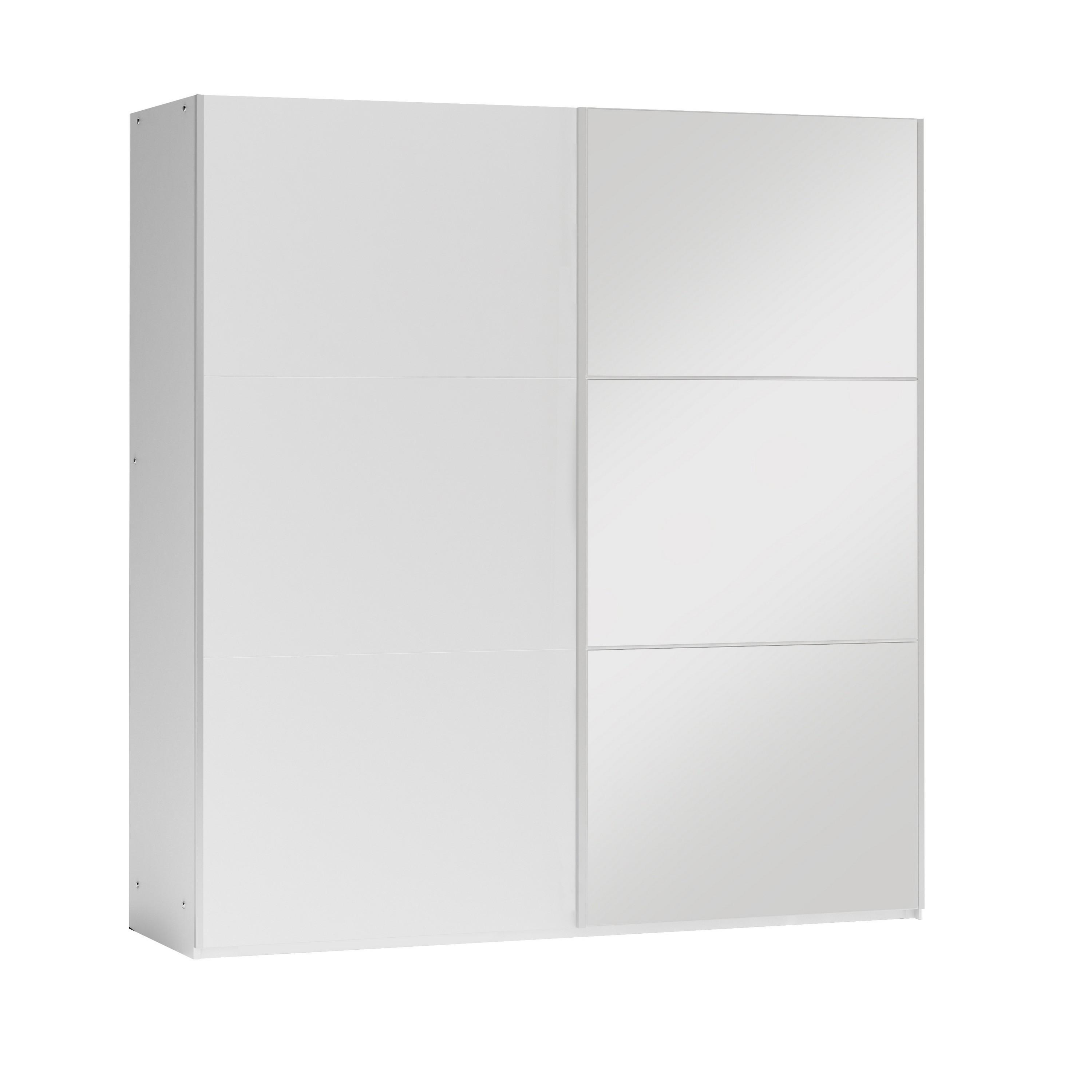 SCHWEBETÜRENSCHRANK IVERN 151/215/65 cm 2-türig mit Spiegel Weiß - Weiß, Holzwerkstoff (151/215/65cm) - MASSENO