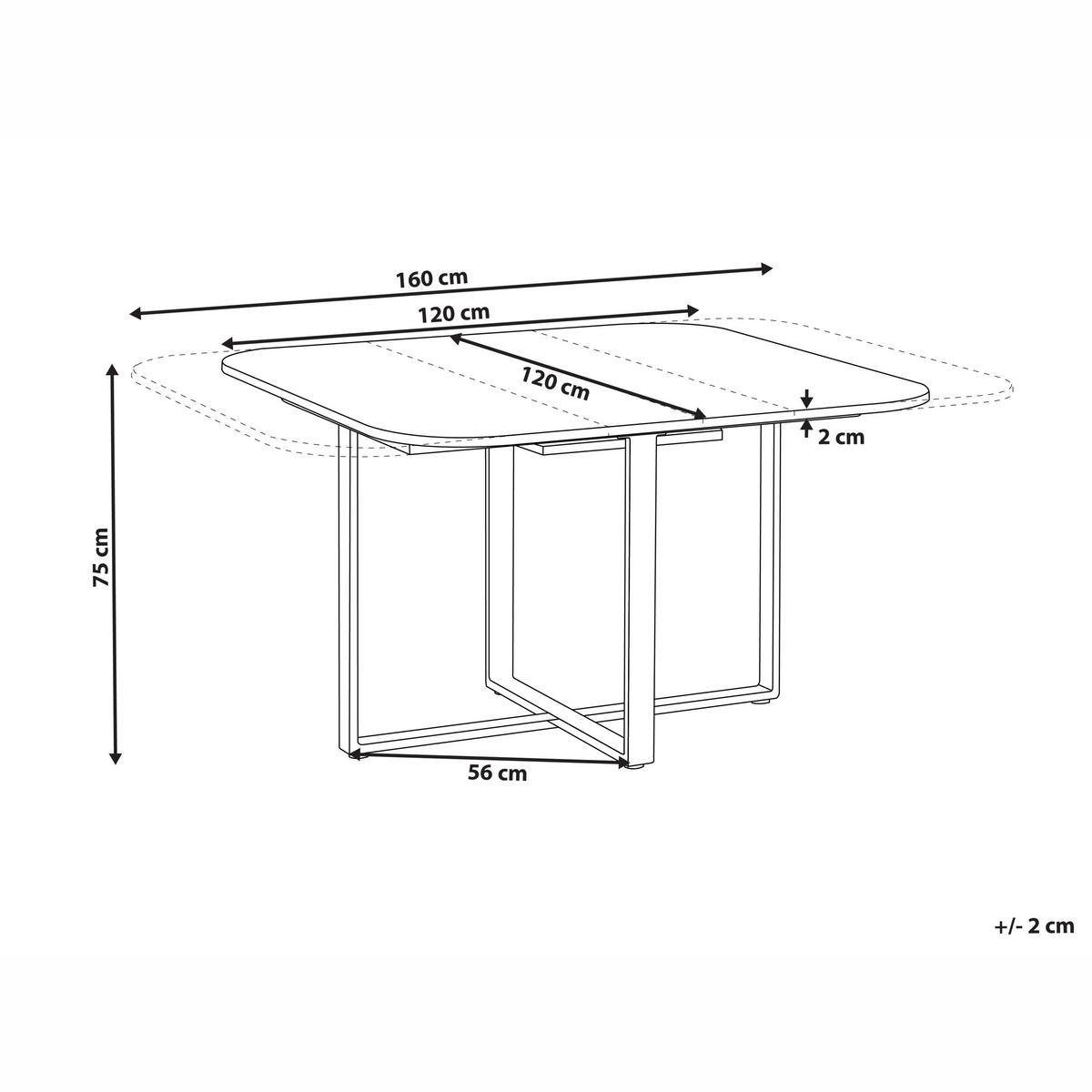 ESSTISCH ausziehbar Braun 120-160/120 cm Cooper - Braun, Holzwerkstoff (120/120/75cm) - Beliani
