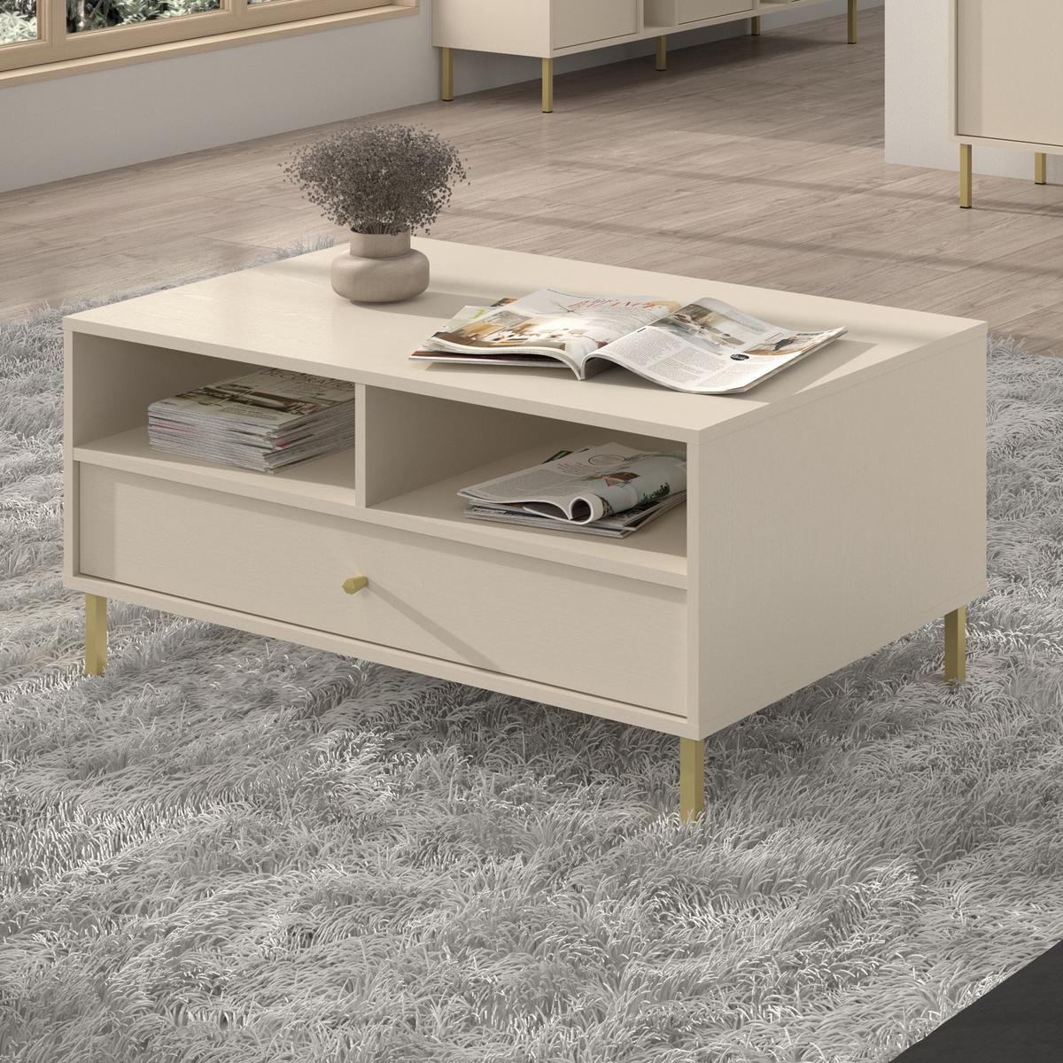 COUCHTISCH TORINO 100,2/50/65 cm Beige - Beige, Holzwerkstoff (65/100.2/50cm) - MASSENO