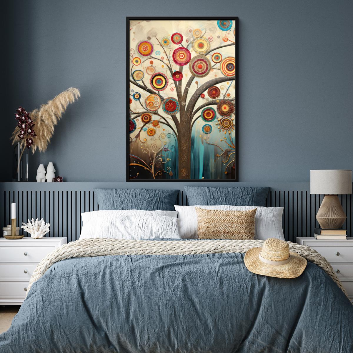 POSTER MIT RAHMENGERAHMTES BILD Baum - Baum des Lebens - Farbe Bilderleiste 80x120 cm - Braun, Papier (80/120cm) - MuchoWow