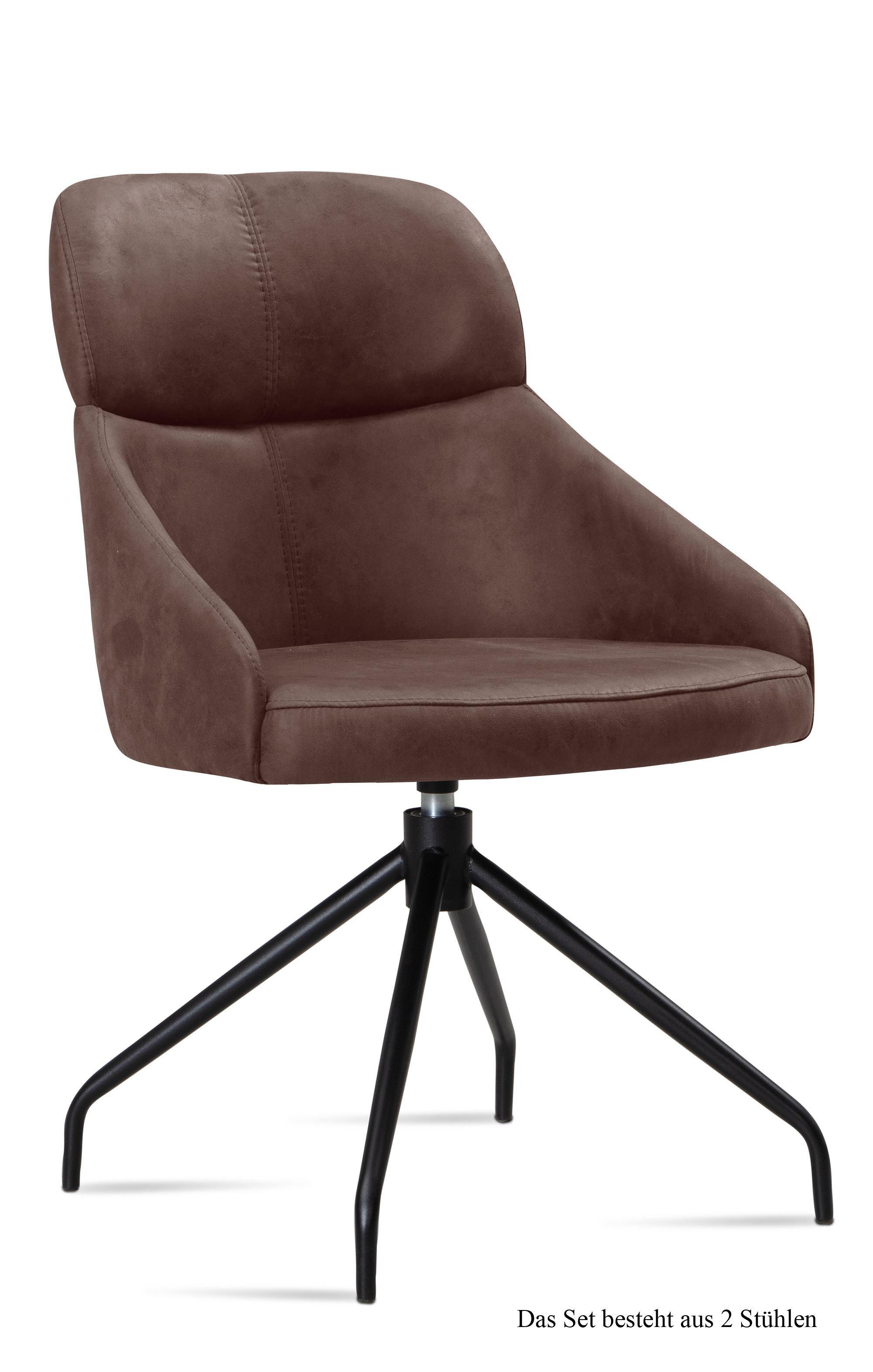 ESSZIMMERSTUHL drehbar (2er-Set) Dorian 52x82x63 Schwarz/Braun - Schwarz/Braun, Kunststoff (63/82/52cm) - 58aufmkessel
