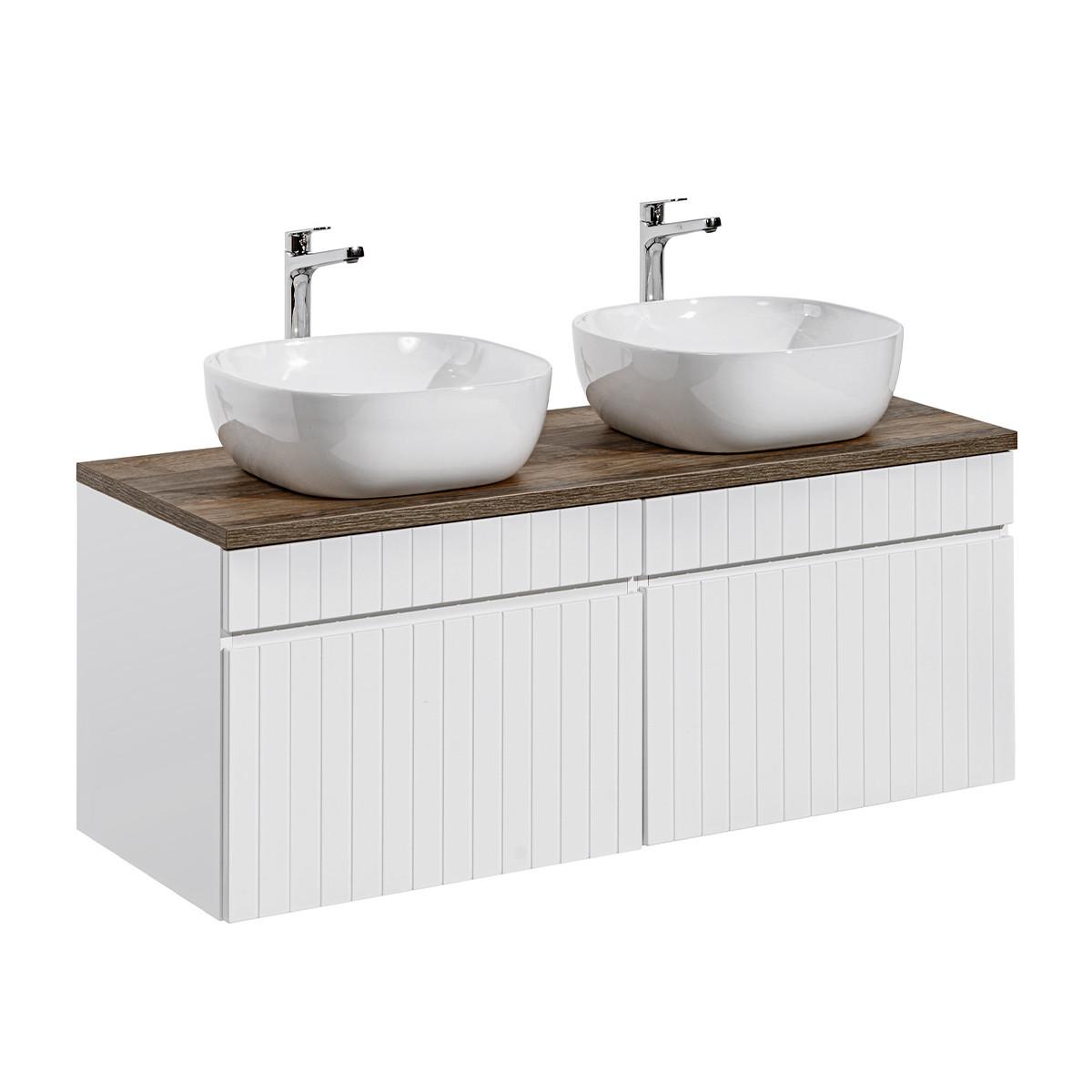 DOPPELWASCHTISCH 120cm Zelie Weiß - Weiß, Holzwerkstoff (120/48/46cm) - Petits-meubles