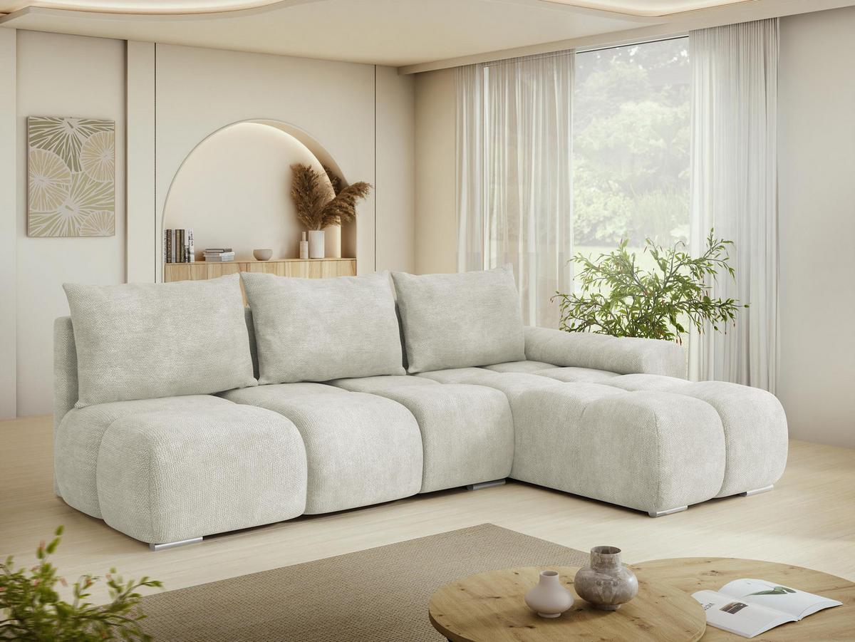 ECKSOFA Bestii, Seite: Rechts - Sandfarben/Schwarz, Holz/Kunststoff (270/183cm) - MIRJAN24