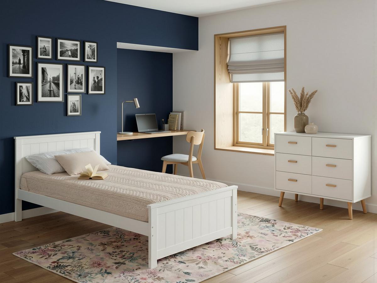 BETT mit Lattenrost 90/200 Kiefernholz Weiß Sabran - Weiß, Holz (90/200cm) - Beliani