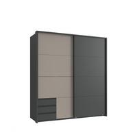 SCHWEBETÜRENSCHRANK 2-türig B183/H200/T65 cm, Passepartout-Kleiderschrank mit sichtbaren Schubkästen in Grafit, 1x Tür in Sandgrau / 22701 - Sandfarben/Graphitfarben, Holz/Holzwerkstoff (183/200/65cm) - luma-home