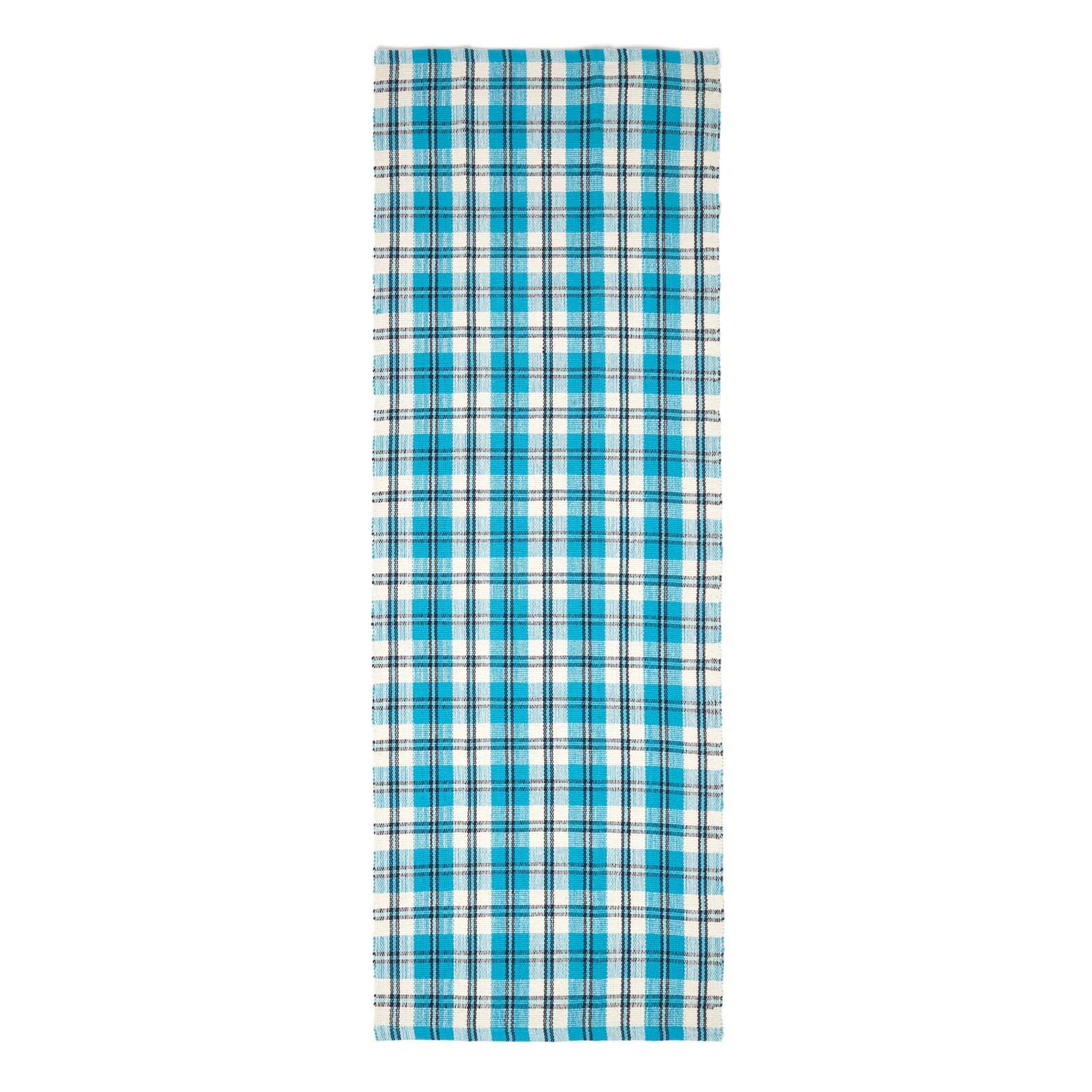 TEPPICHLÄUFER Irvine, Baumwolle kariert 66/200 cm - Blau, Textil (66/200cm) - Homescapes