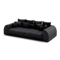 BIGSOFA Levana 5 Sitzer Schwarz Cord-Stoff - Schwarz, Holz/Kunststoff (310/86/135cm) - S-Style Möbel