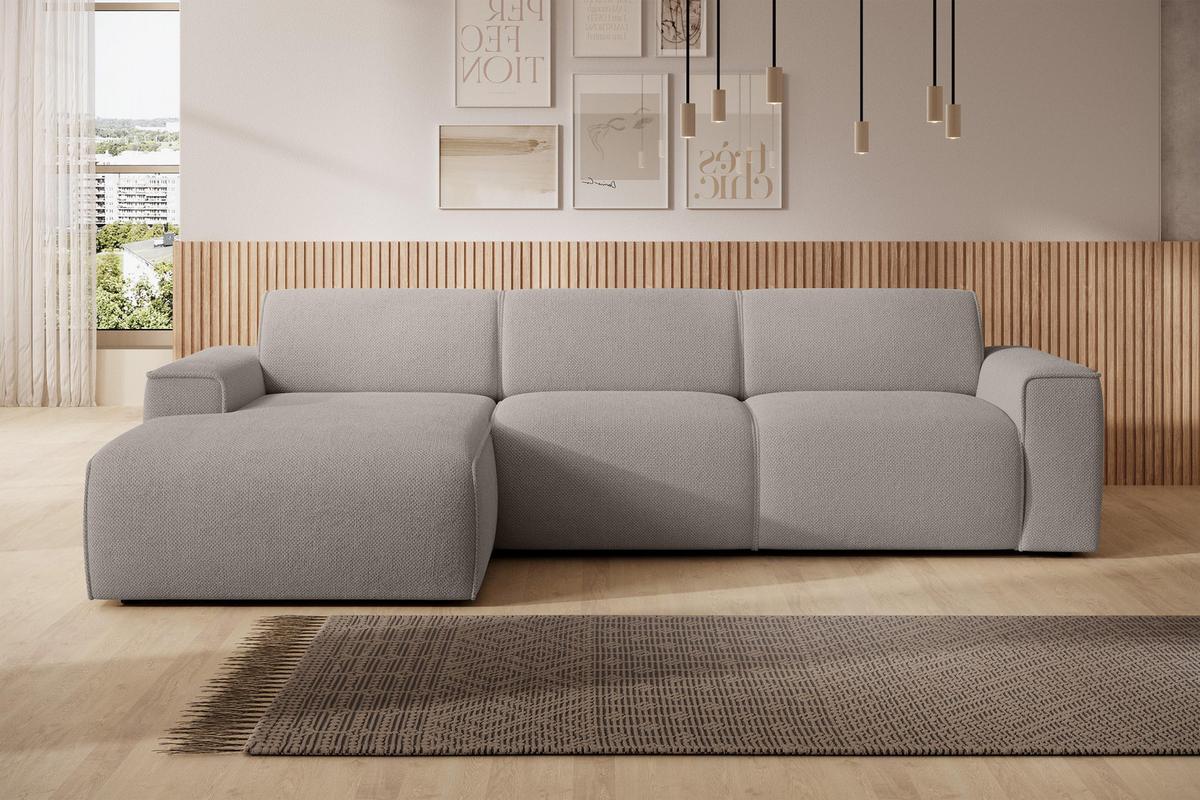 ECKSOFA L Form Didim mini Beige 310/165/78 cm – stilvolle kleine Eckcouch L - Beige/Schwarz, Kunststoff/Textil (165/310cm) - AX Living