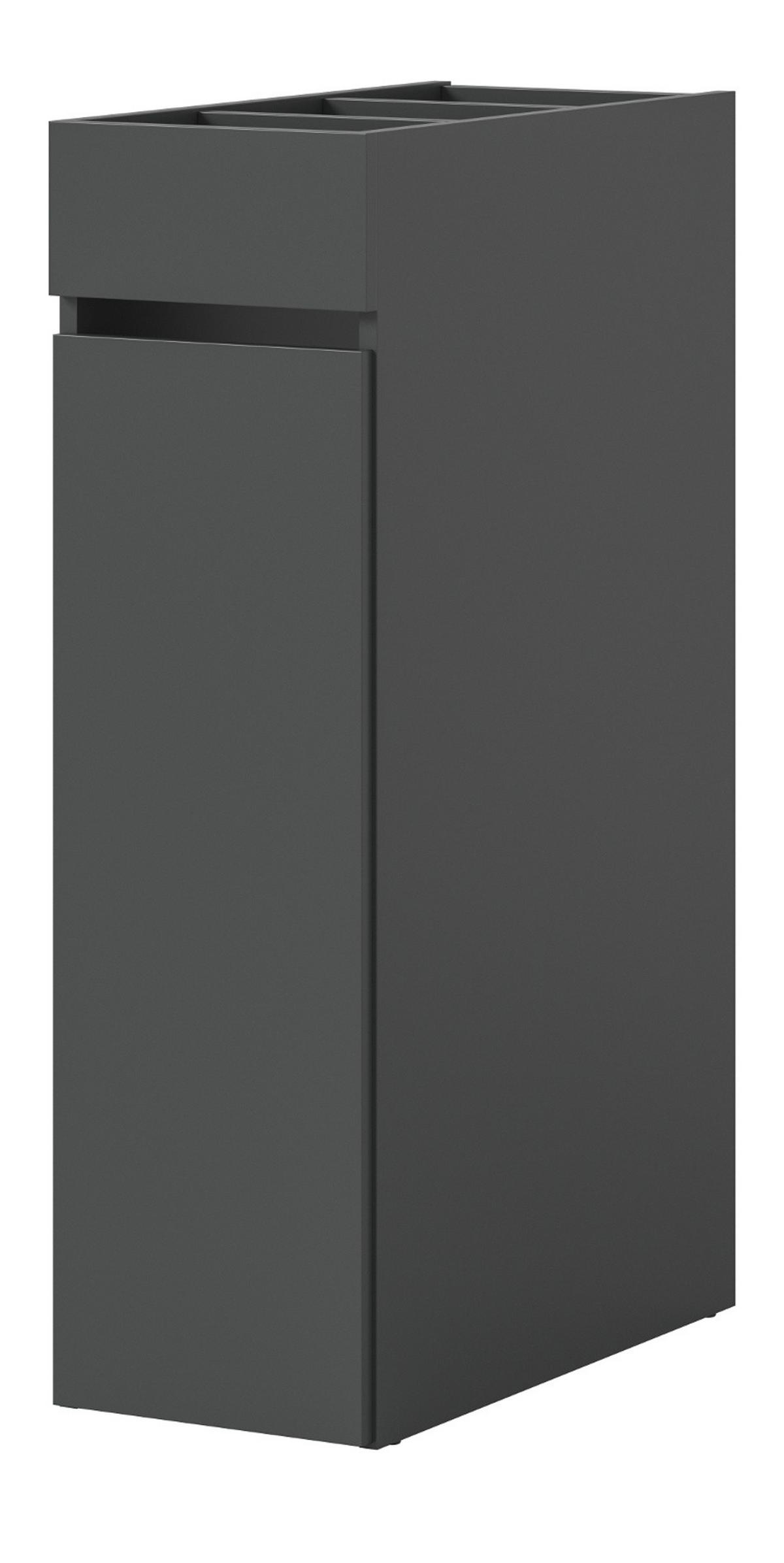 BADSCHRANK grau, Anstellregal mit Apothekerauszug 29 x 101 cm - Schwarz/Grau, Holzwerkstoff/Metall (29/101/60cm) - Inn.Furn