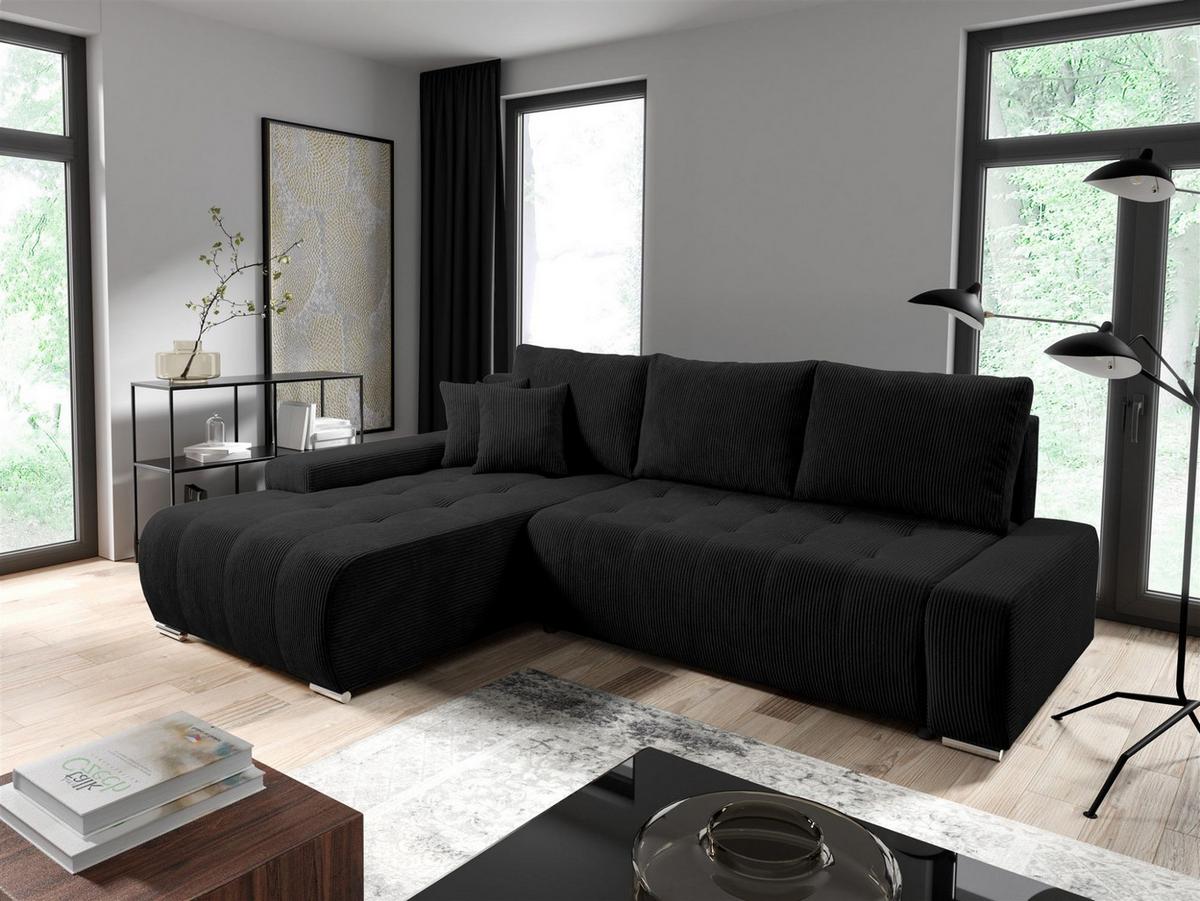 ECKSOFA Vogar In Poso - Schwarz, Holzwerkstoff/Textil (265/185cm) - Fun Möbel