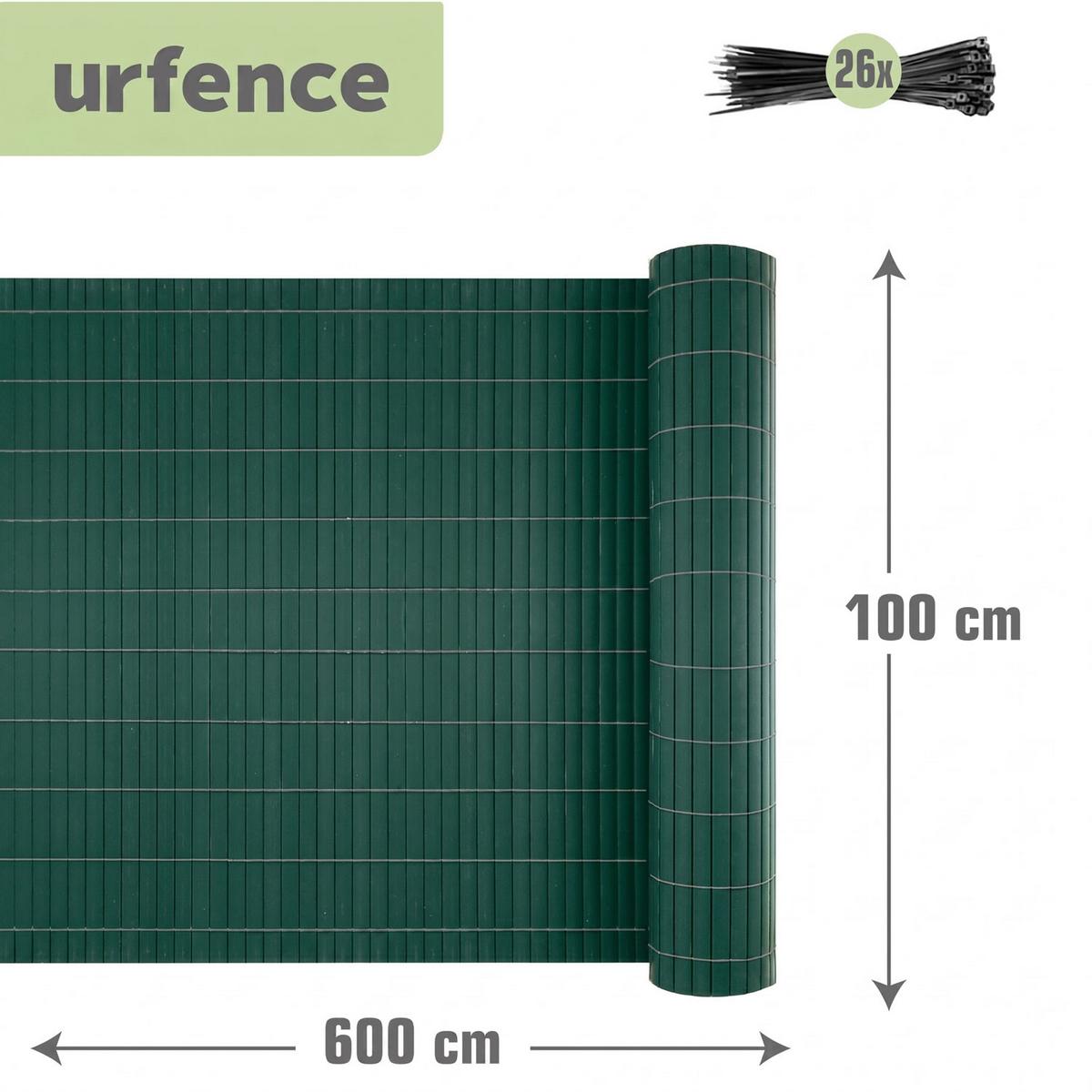 SICHTSCHUTZZAUN Balkon 100/600 cm PVC - Grün, Kunststoff (0.9/100cm) - urfence