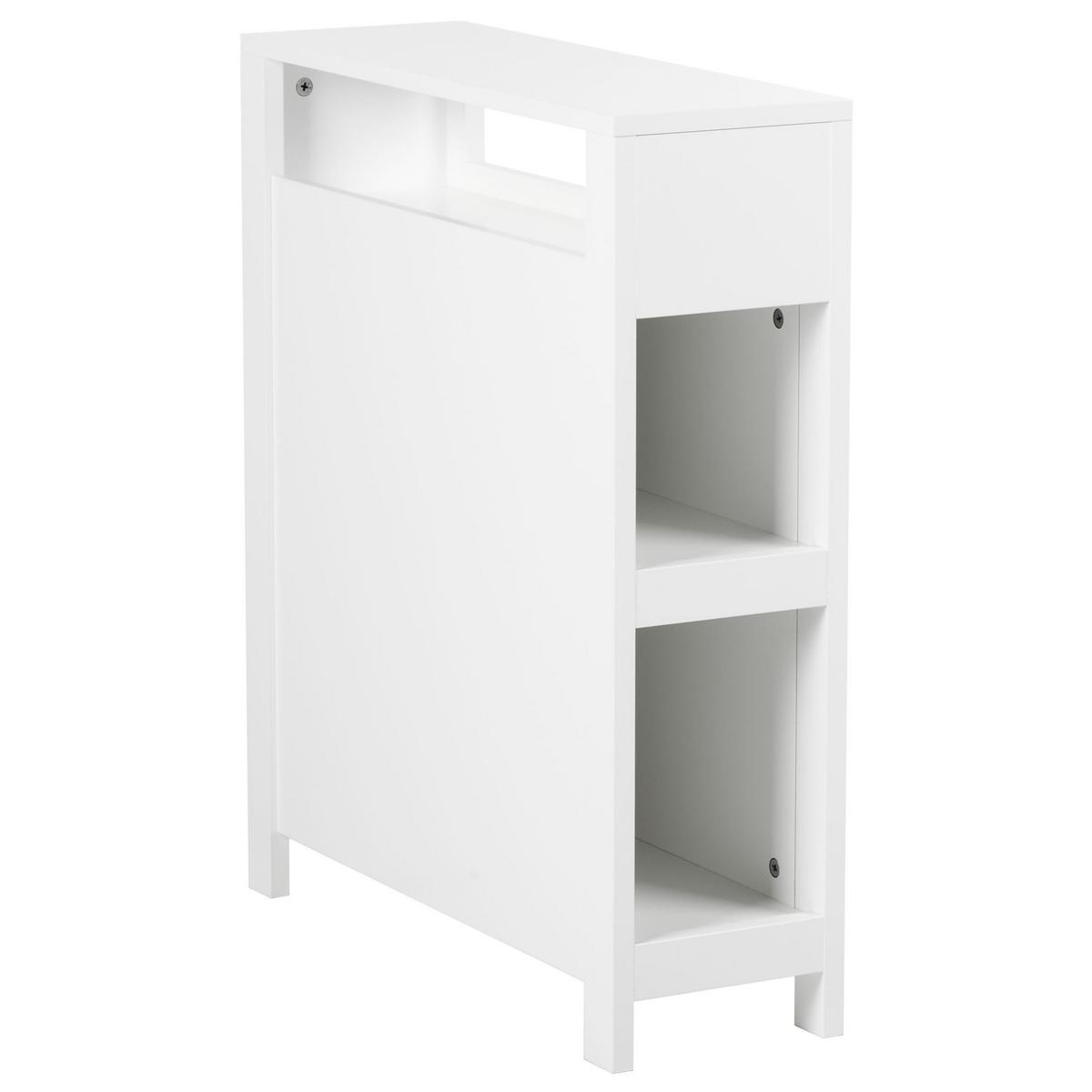 BADEZIMMERSCHRANK 20 cm Weiß Cachi - Dunkelgrau/Weiß, Holzwerkstoff (20/70/60cm) - Beliani