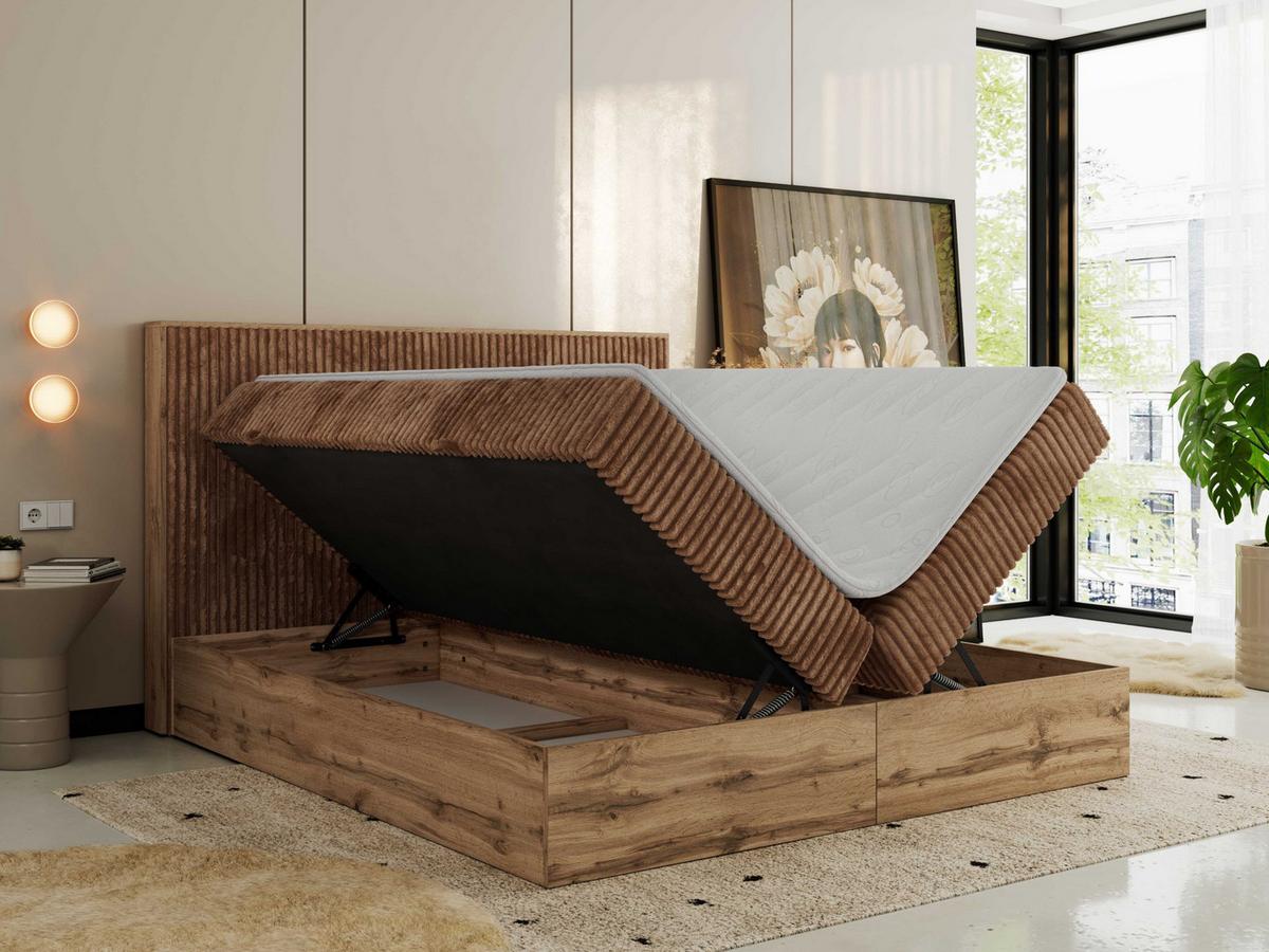 BOXBETT WOOD CLASSIC 160/200 - Orange Cord - H4 - Orange, Textil (160/200cm) - MKS