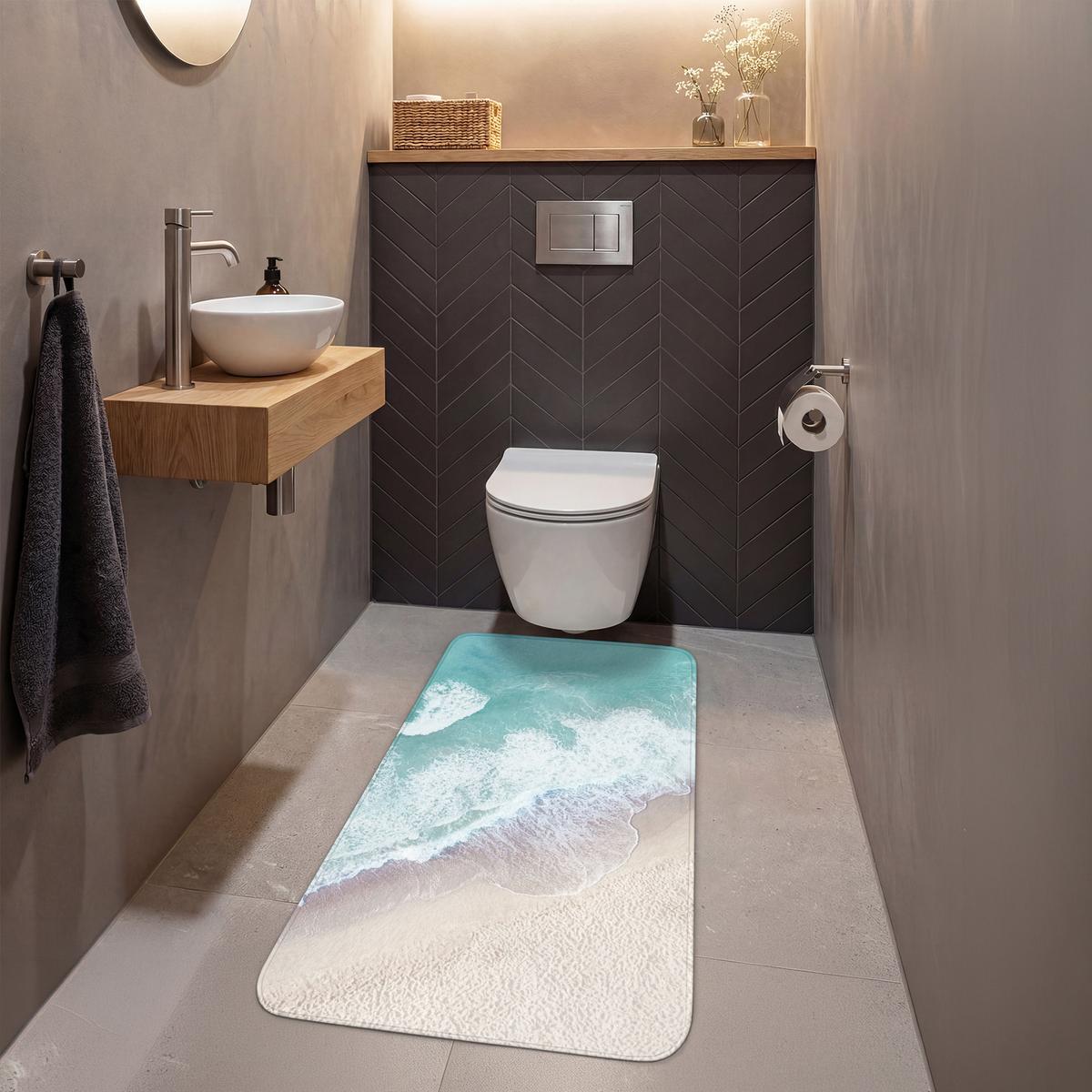 WC-VORLEGER Strand - Meer - Natur - Sommer Toilettenvorleger 60x120 cm - Türkis, Textil (60/1cm) - OnlyWow