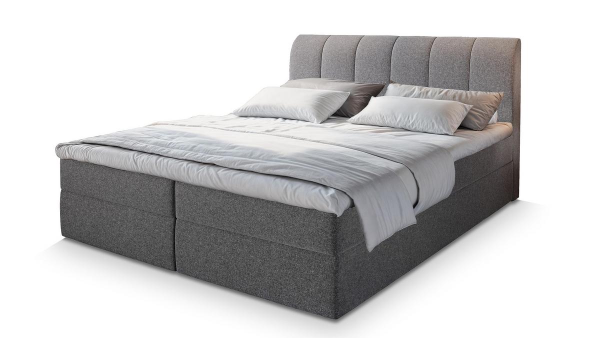 BOXBETT CEVANO 140x200 cm mit Matratze und Topper - Grau - Grau, Holz (140/200cm) - MASSENO