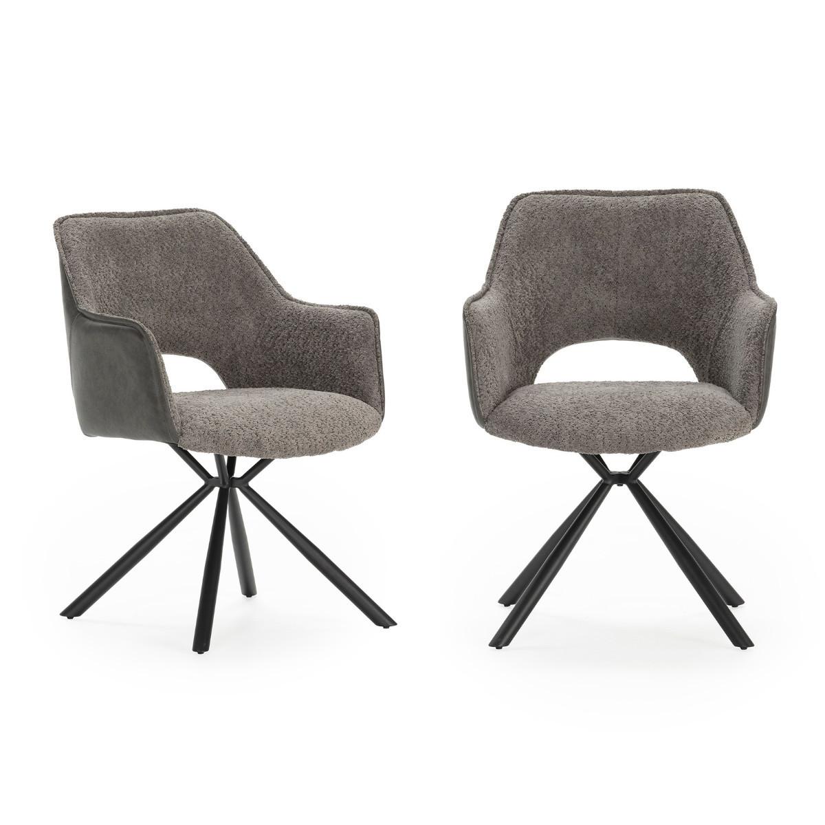 ESSZIMMERSTUHL Mariel Grau 62/60/47 cm 2er-Set - Grau, Textil (60/47/62cm) - Calicosy