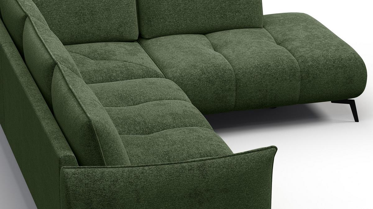 ECKSOFA AERA 5-Sitzer rechts, dunkelgrün - Dunkelgrün/Schwarz, Holz/Textil (268/206cm) - Wozimo
