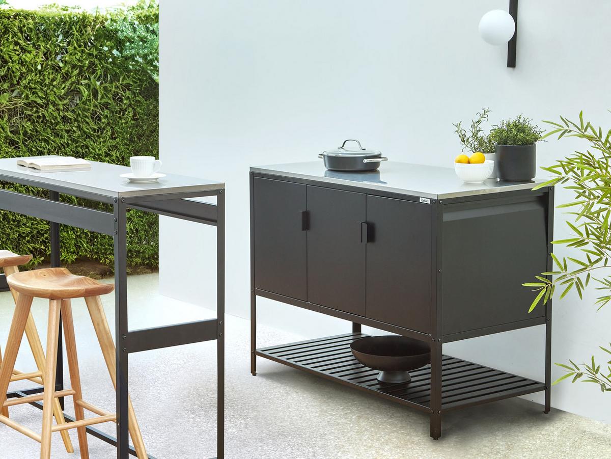OUTDOOR-BARTISCH Schwarz Maenza - Schwarz, Metall (40/120/105cm) - Beliani