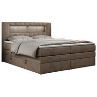 BOXSPRINGBETT GOLD-5 KING LED 120/200 Braun Velvet - H4 - Braun, Holz/Textil (120/200cm) - MKS