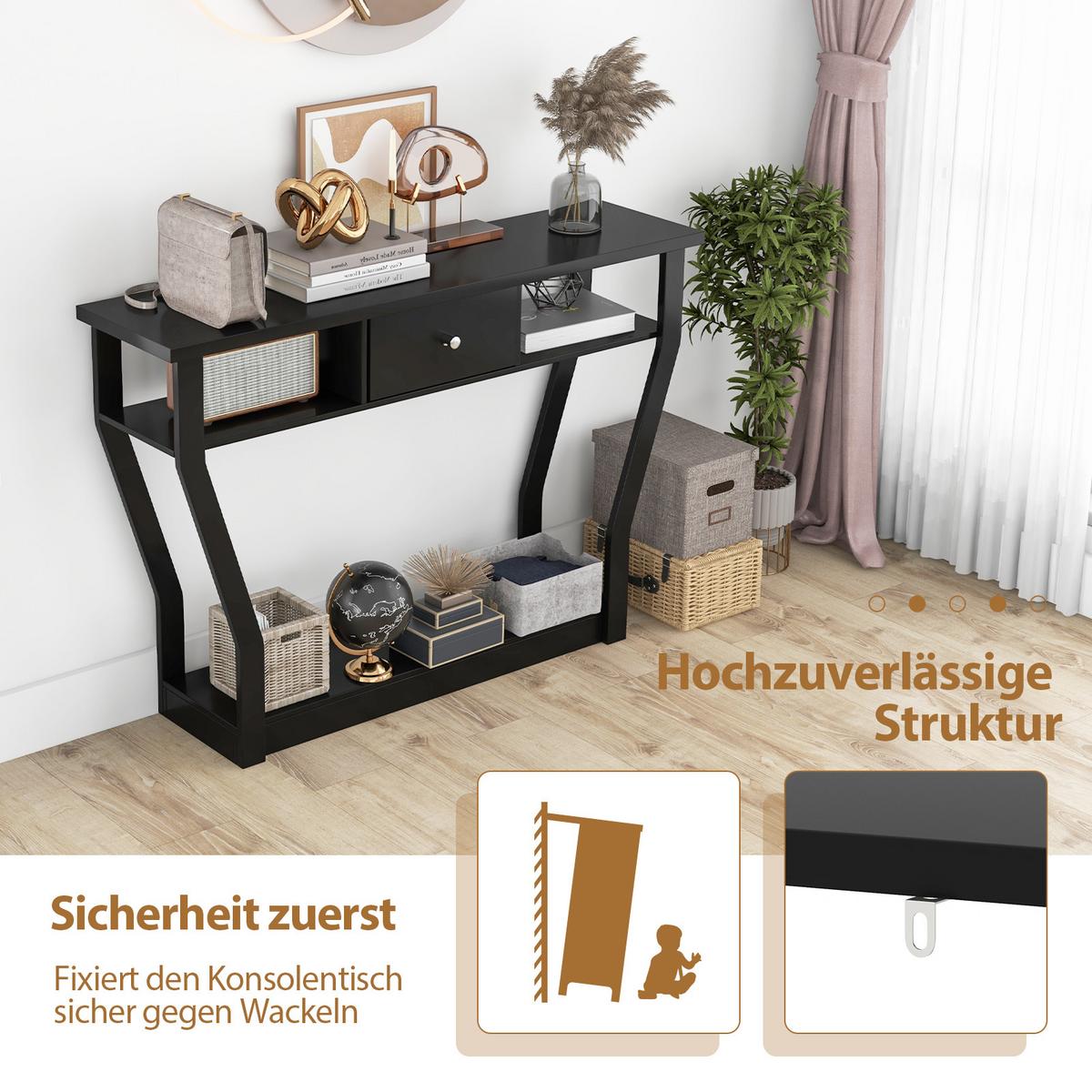 KONSOLENTISCH Schwarz - Schwarz, Holzwerkstoff (30/120/81cm) - COSTWAY