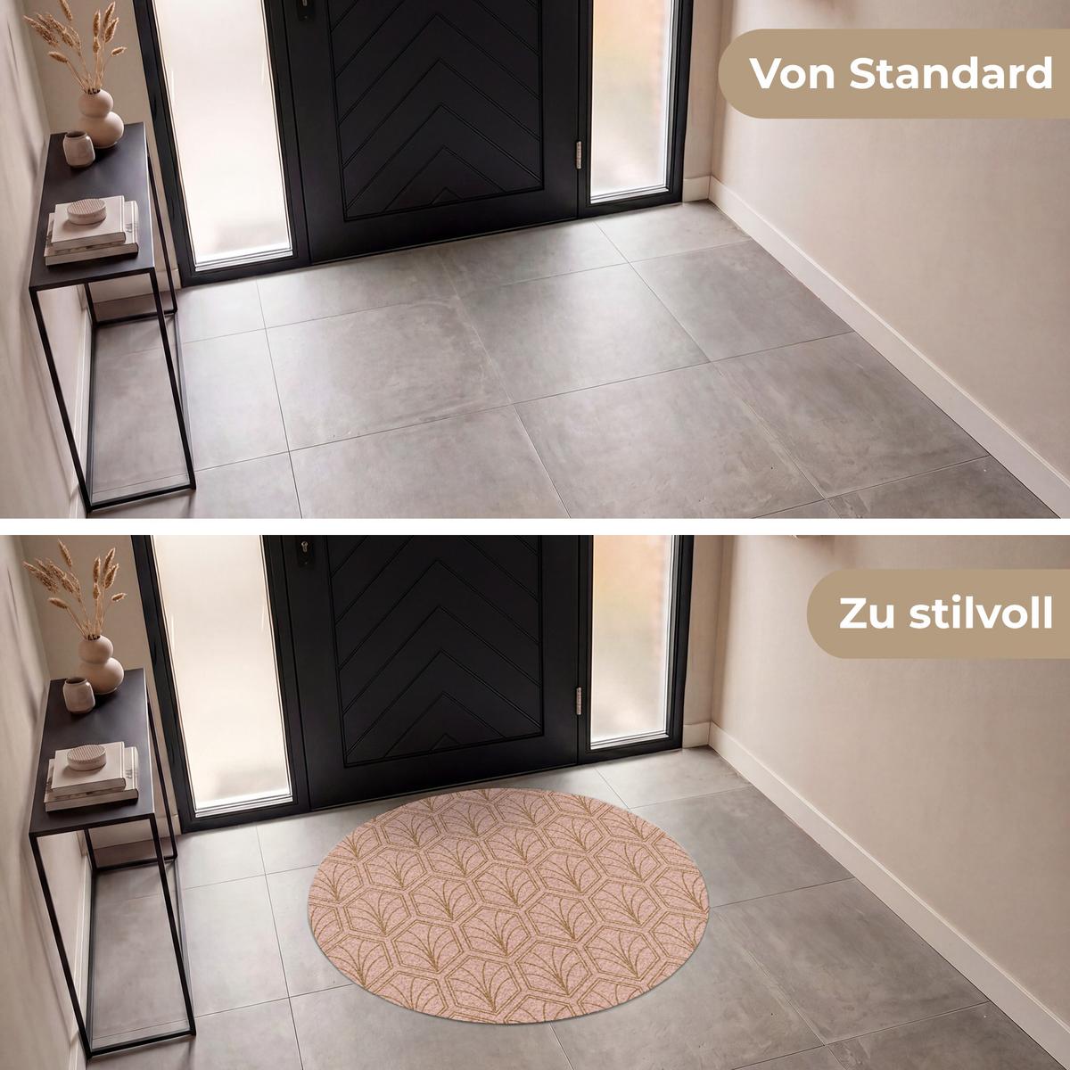 FUSSMATTE Lachsrosa - Muster - Geometrisch Schmutzfangmatte 120x120 cm - Altrosa, Kunststoff (120/0.4cm) - MuchoWow