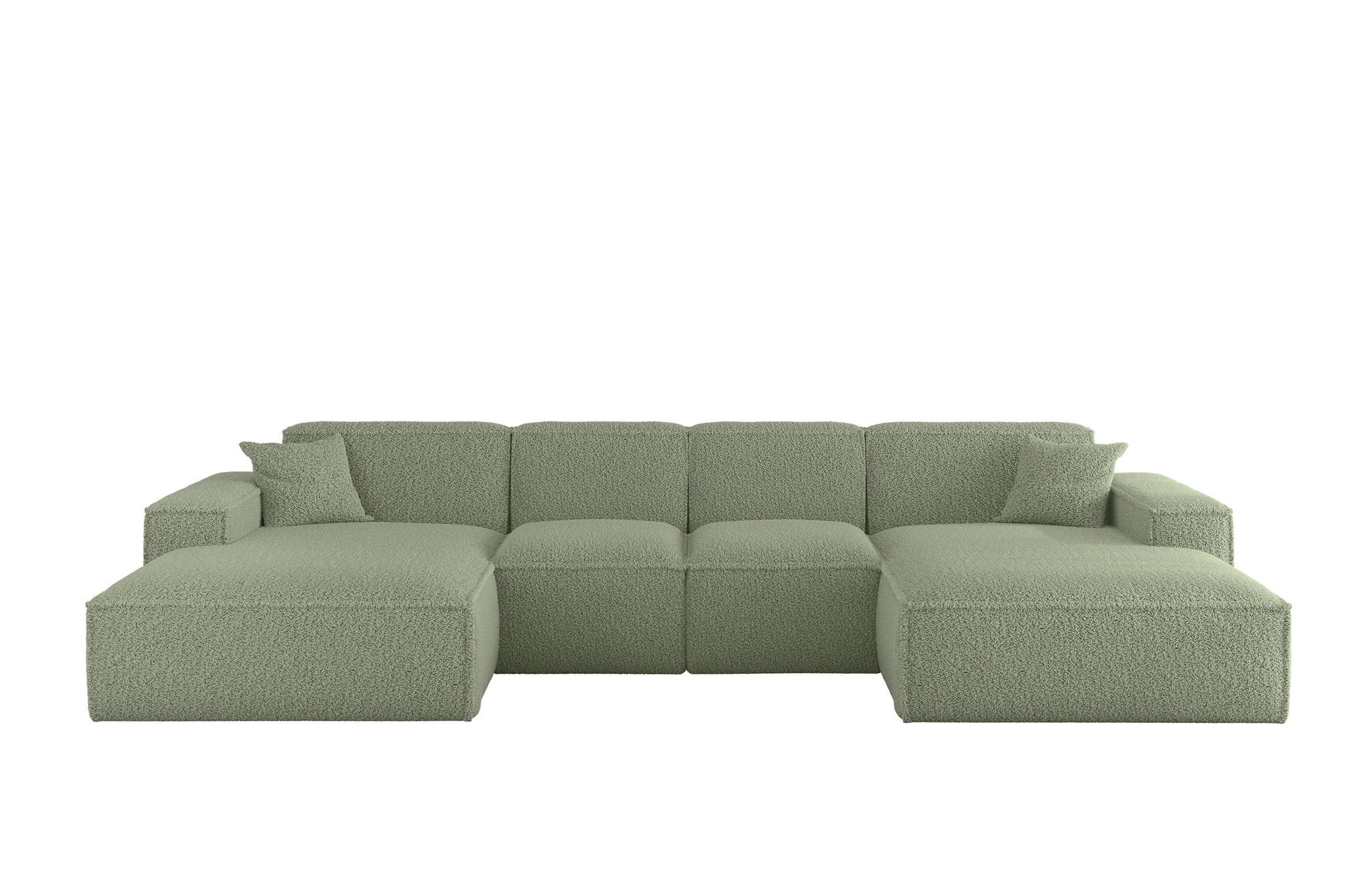 WOHNLANDSCHAFT Celes Premium Xs Sven - Grün, Holzwerkstoff/Textil (342/73/165cm) - Fun Möbel