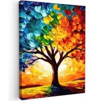 LEINWANDBILD Baum - Kunst - Natur - Sonnenuntergang Wandbild Wohnzimmer 60x80 cm - Multicolor, Textil (60/80cm) - MuchoWow